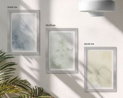 Lot de 3 tableaux Peintures aquarelles pastel sur texture de toile
