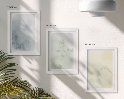 Lot de 3 tableaux Peintures aquarelles pastel sur texture de toile