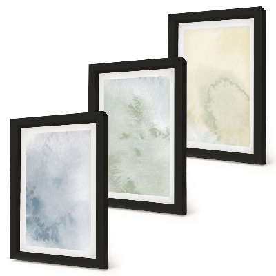 Lot de 3 tableaux Peintures aquarelles pastel sur texture de toile