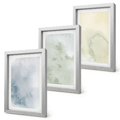 Lot de 3 tableaux Peintures aquarelles pastel sur texture de toile