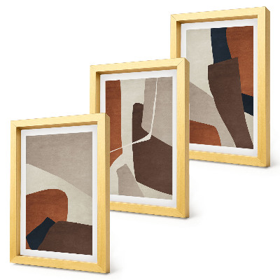 Ensemble de 3 tableaux Abstraction des formes structurelles dans un style moderne