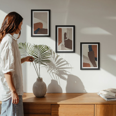 Ensemble de 3 tableaux Abstraction des formes structurelles dans un style moderne