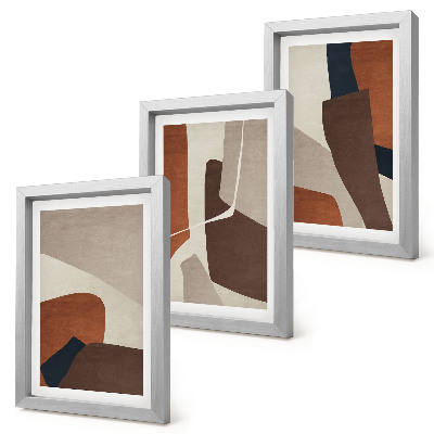 Ensemble de 3 tableaux Abstraction des formes structurelles dans un style moderne