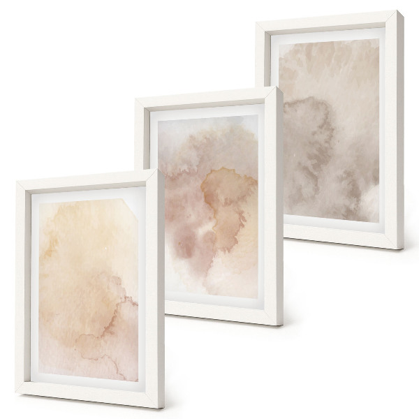 Lot de 3 tableaux Aquarelles chaudes sur toile avec des textures pastel