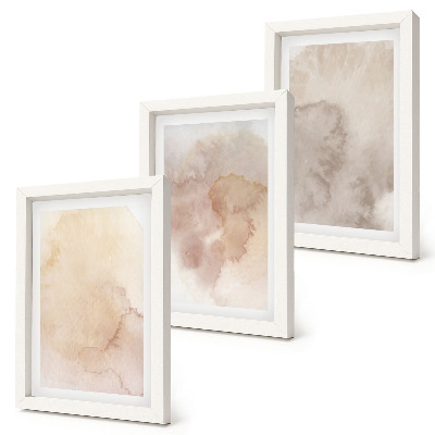 Lot de 3 tableaux Aquarelles chaudes sur toile avec des textures pastel