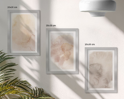 Lot de 3 tableaux Aquarelles chaudes sur toile avec des textures pastel