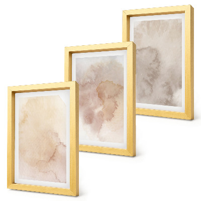 Lot de 3 tableaux Aquarelles chaudes sur toile avec des textures pastel