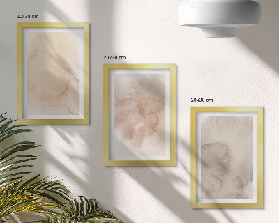 Lot de 3 tableaux Aquarelles chaudes sur toile avec des textures pastel