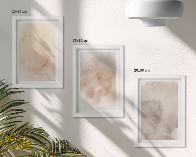 Lot de 3 tableaux Aquarelles chaudes sur toile avec des textures pastel