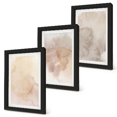 Lot de 3 tableaux Aquarelles chaudes sur toile avec des textures pastel