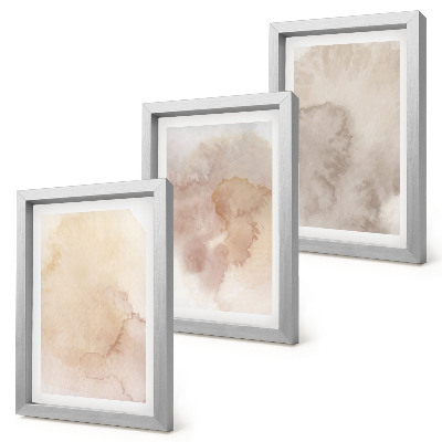 Lot de 3 tableaux Aquarelles chaudes sur toile avec des textures pastel
