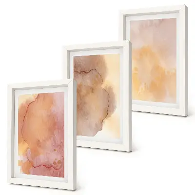 Ensemble de 3 tableaux aquarelles aux tons chauds et textures colorées sur toile