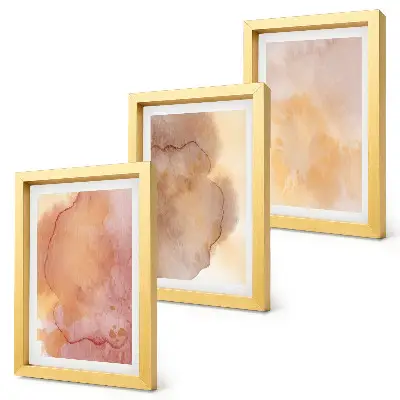 Ensemble de 3 tableaux aquarelles aux tons chauds et textures colorées sur toile