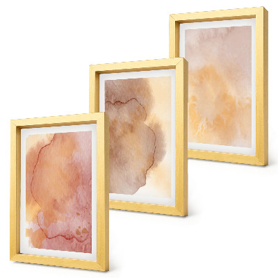 Ensemble de 3 tableaux Aquarelles chaudes sur toile, textures colorées