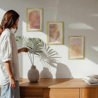 Ensemble de 3 tableaux Aquarelles chaudes sur toile, textures colorées