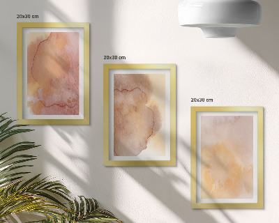 Ensemble de 3 tableaux Aquarelles chaudes sur toile, textures colorées