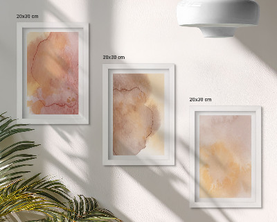 Ensemble de 3 tableaux Aquarelles chaudes sur toile, textures colorées