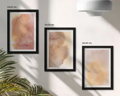 Ensemble de 3 tableaux aquarelles aux tons chauds et textures colorées sur toile