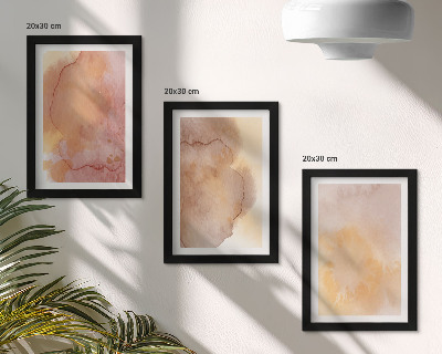 Ensemble de 3 tableaux Aquarelles chaudes sur toile, textures colorées
