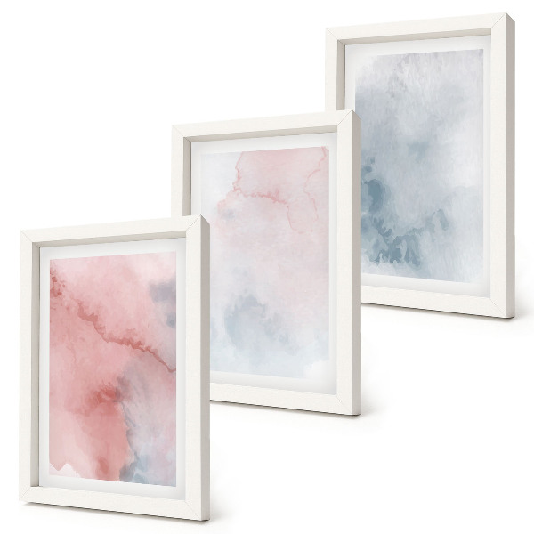 Mur de cadres Aquarelles pastel sur toile, textures colorées