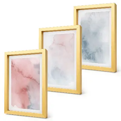 Mur de cadres aquarelles pastel sur toile aux textures colorées