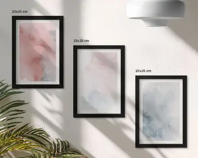 Mur de cadres aquarelles pastel sur toile aux textures colorées