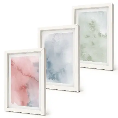 Lot de 3 tableaux structures pastel et aquarelles colorées sur toile