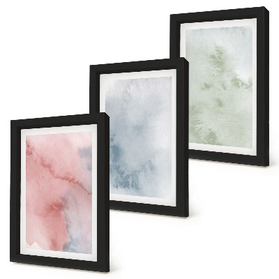 Lot de 3 tableaux Structures pastel, aquarelles colorées sur toile
