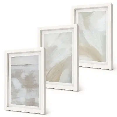 Tableaux coups de pinceau abstraits lot de 3 toiles
