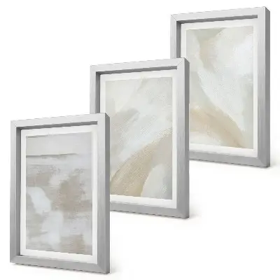 Tableaux coups de pinceau abstraits lot de 3 toiles
