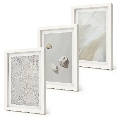 Ensemble de 3 tableaux peinture moderne aux textures de sable et de pierres