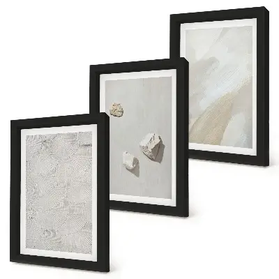 Ensemble de 3 tableaux peinture moderne aux textures de sable et de pierres