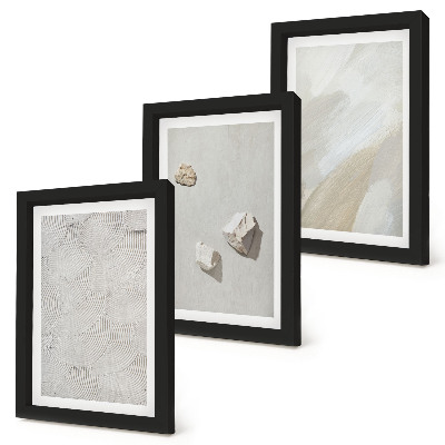 Ensemble de 3 tableaux Sable, pierres et textures de peinture modernes