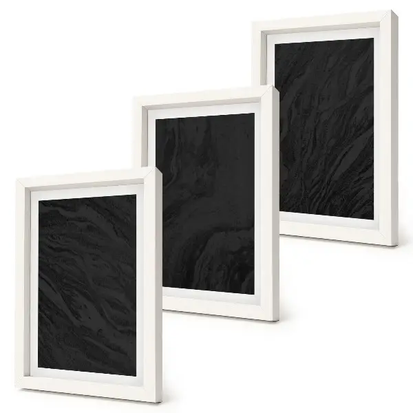 Lot de 3 tableaux avec motif de textures élégantes en marbre foncé au style glamour