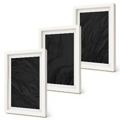 Lot de 3 tableaux avec motif de textures élégantes en marbre foncé au style glamour