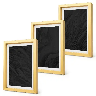 Lot de 3 tableaux avec motif de textures élégantes en marbre foncé au style glamour