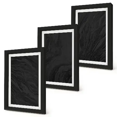 Lot de 3 tableaux avec motif de textures élégantes en marbre foncé au style glamour