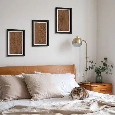 Mur de cadres motif minimaliste en texture d'écorce d'arbre
