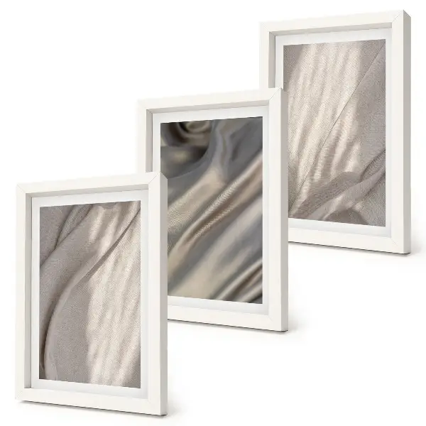 Lot de 3 tableaux avec des structures de tissus naturels de style bohème