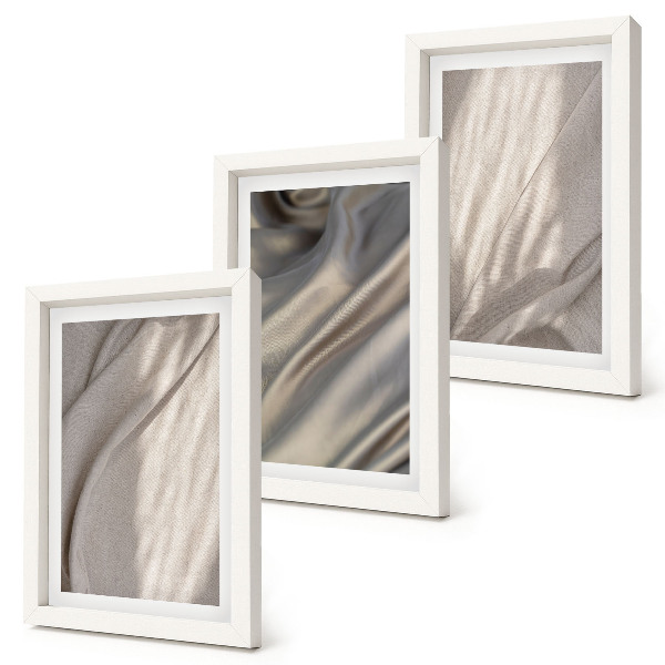 Lot de 3 tableaux Gros plan sur des structures de tissus naturels de style bohème