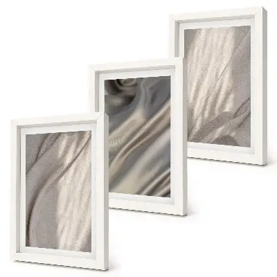Lot de 3 tableaux avec des structures de tissus naturels de style bohème