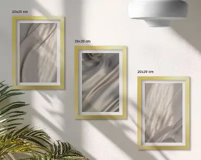 Lot de 3 tableaux avec des structures de tissus naturels de style bohème