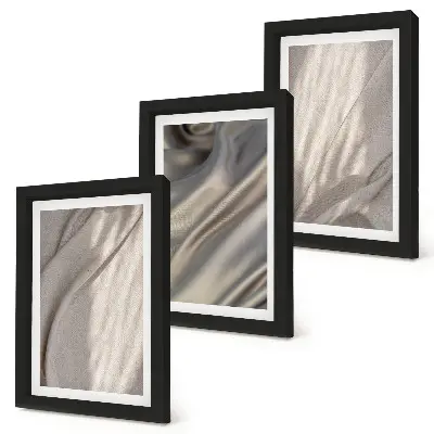 Lot de 3 tableaux avec des structures de tissus naturels de style bohème