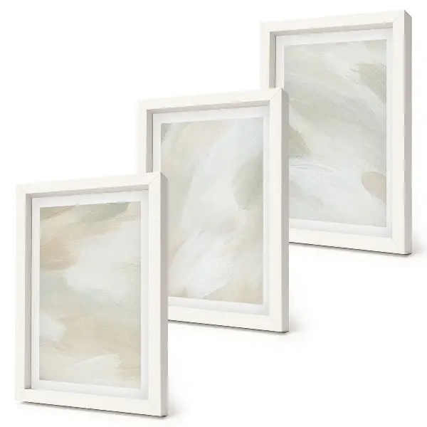 Mur de cadres peintures abstraites lumineuses sur toile au style bohème délicat