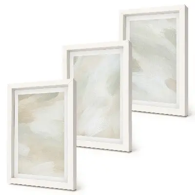 Mur de cadres peintures abstraites lumineuses sur toile au style bohème délicat