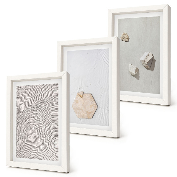 Lot de 3 tableaux Textures légères sur le sable, style bohème délicat