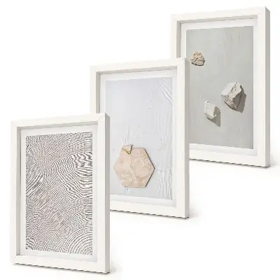 Lot de 3 tableaux textures légères sur le sable au style bohème délicat