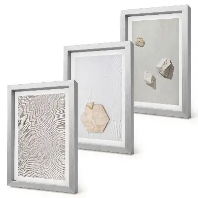 Lot de 3 tableaux textures légères sur le sable au style bohème délicat