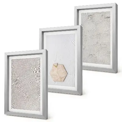 Ensemble de 3 tableaux textures légères sur le sable au style bohème délicat