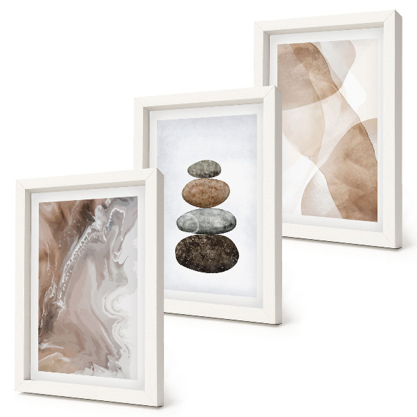 Mur de cadres Des formes abstraites, des structures peintes dans des tons pastel